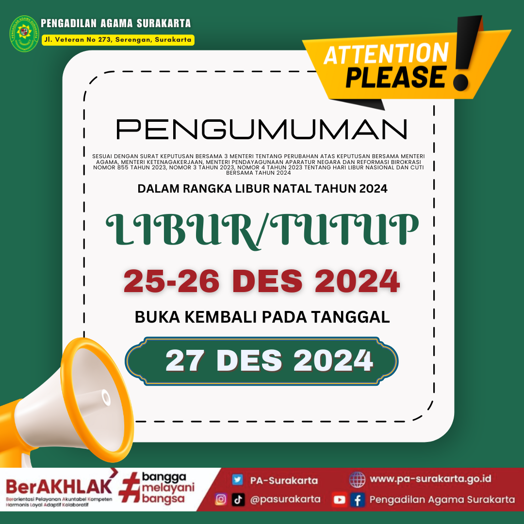 PENGUMUMAN LIBUR NATAL TAHUN 2024